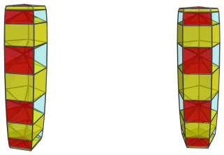 Side view
of the deca-augmented 5,20-duoprism, showing second 4 of 20 square pyramids on
near side