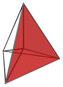 Vertex-first projection of pentachoron,
third cell shown