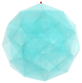 Latitudinal view of the 600-cell, with
highlighted cell as “north pole”