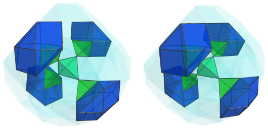 Parallel projection of
D4.11, showing 4 cuboctahedra