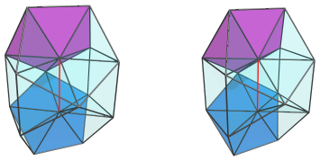 Parallel
projection of the J91 pseudopyramid, showing 2/4 pentagonal pyramids