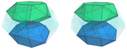 Triangle-centered parallel projection of J92 rhombochoron, showing two J92
cells