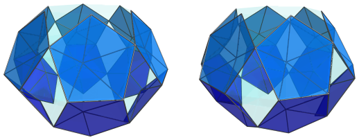 Triangle-centered parallel projection of J92 rhombochoron, showing 12
pentagonal pyramids by themselves