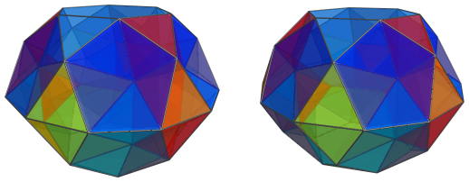 Triangle-centered parallel projection of J92 rhombochoron, showing 12
pentagonal pyramids