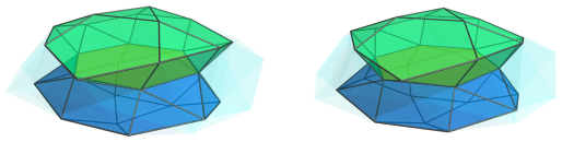 Hexagon-centered parallel projection of J92 rhombochoron, showing two
J92's