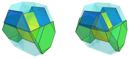 Perspective
projection of the augmented cantitruncated 5-cell, showing 2 truncated
tetrahedra