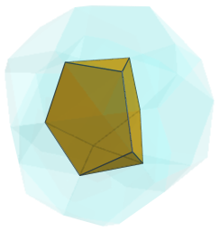 Parallel
projection of the bi-icositetradiminished 600-cell, showing nearest cell