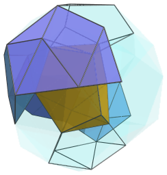 Parallel projection of the
bi-icositetradiminished 600-cell, showing 6th spiralling chain