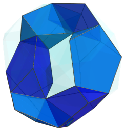 Parallel projection of the
bi-icositetradiminished 600-cell, showing 3rd complete ring