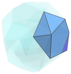 Parallel projection of the
bi-icositetradiminished 600-cell, showing far side of 6th chain