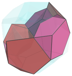 Parallel
projection of the bi-icositetradiminished 600-cell, showing 4th chain