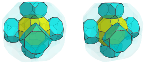 Parallel
projection of the cantitruncated 24-cell, showing 6 truncated cubes