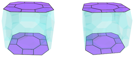 Parallel
projection of the cantitruncated tesseract, showing third pair of equatorial
great rhombicuboctahedra