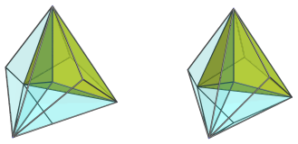 Parallel
projection of the joined pentachoron, showing 1/4 nearest cells