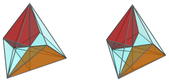 Parallel
projection of the joined pentachoron, showing third pair of far side
cells