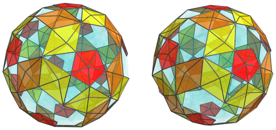 Parallel
projection of the joined 120-cell, showing another 40/60 equatorial cells