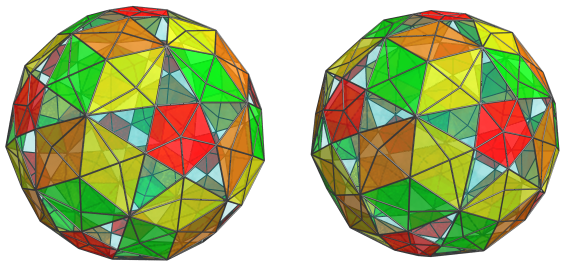 Parallel
projection of the joined 120-cell, showing another 60/60 equatorial cells