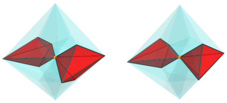 The Joined
16-cell, showing 2/4 cells in first ring around central vertex