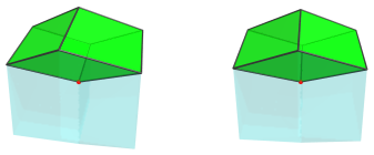 Parallel
projection of the triangular antitegmatic icosachoron, showing 1/4 nearest
cells