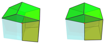 Parallel
projection of the triangular antitegmatic icosachoron, showing 2/4 nearest
cells