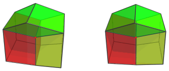 Parallel
projection of the triangular antitegmatic icosachoron, showing 3/4 nearest
cells