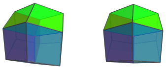 Parallel
projection of the triangular antitegmatic icosachoron, showing 4/4 nearest
cells