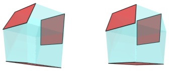 Parallel
projection of the triangular antitegmatic icosachoron, showing 3/12 equatorial
cells