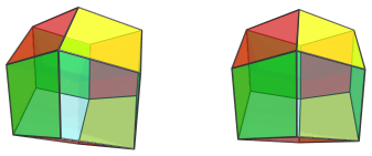 Parallel
projection of the triangular antitegmatic icosachoron, showing 9/12 equatorial
cells