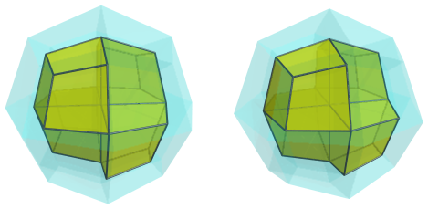 Parallel
projection of the triangular antitegmatic hexacontatetrachoron, showing 4/8
nearest cells