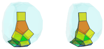 Parallel
projection of the tetrahedral magnaursachoron, showing 4 triangular
prisms