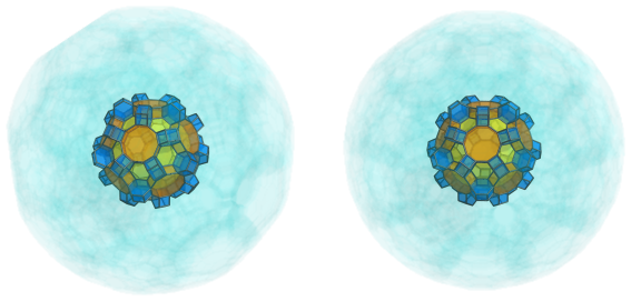 Parallel
projection of the omnitruncated 120-cell, showing 30 hexagonal prisms