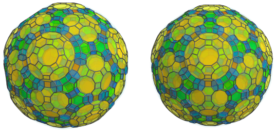 Parallel
projection of the omnitruncated 120-cell, showing 120 more hexagonal
prisms