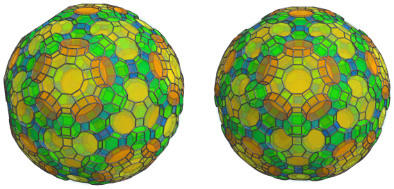 Parallel
projection of the omnitruncated 120-cell, showing 60 more decagonal
prisms