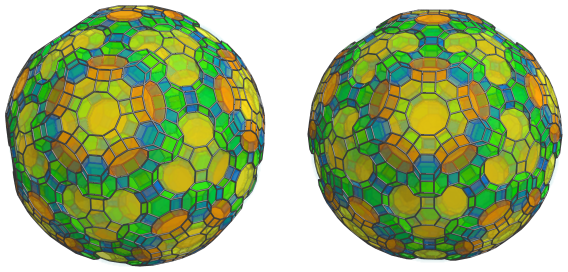 Parallel
projection of the omnitruncated 120-cell, showing 60 more hexagonal
prisms