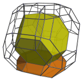 Parallel projection of omnitruncated
5-cell, with another cell surrounding nearest cell shown