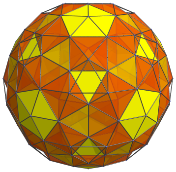 Parallel
projection of the rectified 600-cell, with 60 more octahedral cells
shown