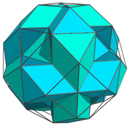 Parallel projection of the runcinated
24-cell, showing yet 12 more triangular prisms