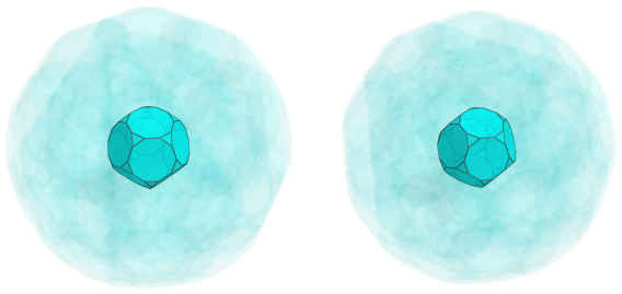 Parallel
projection of the runcitruncated 120-cell, showing nearest truncated
dodecahedron