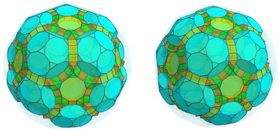 Parallel
projection of the runcitruncated 120-cell, showing 60 more triangular
prisms