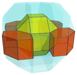 Parallel
projection of the runcitruncated 16-cell, showing 4/12 hexagonal prisms