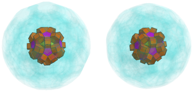 Orthogonal
projection of the runcitruncated 600-cell, showing 30 more hexagonal
prisms