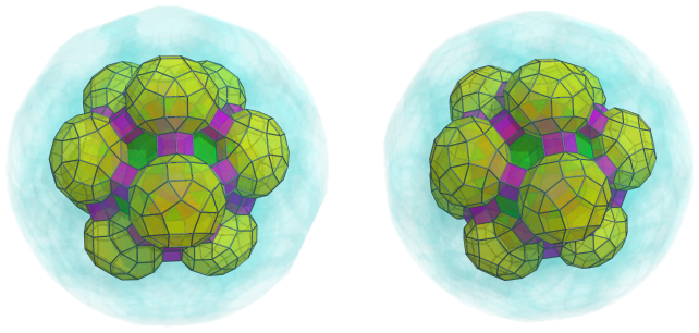 Orthogonal
projection of the runcitruncated 600-cell, showing 30 more pentagonal
prisms