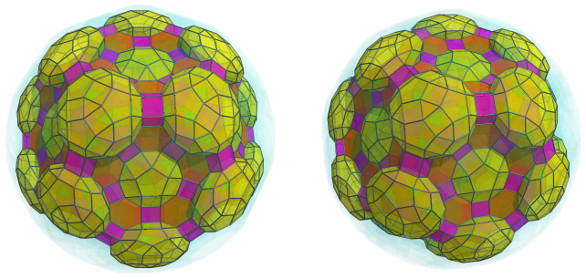 Orthogonal
projection of the runcitruncated 600-cell, showing 30 more pentagonal
prisms