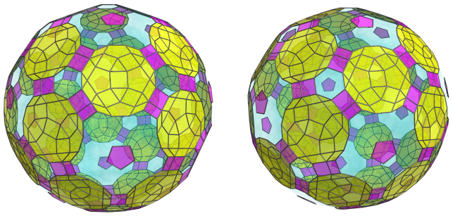 Orthogonal
projection of the runcitruncated 600-cell, showing 12 more equatorial
pentagonal prisms