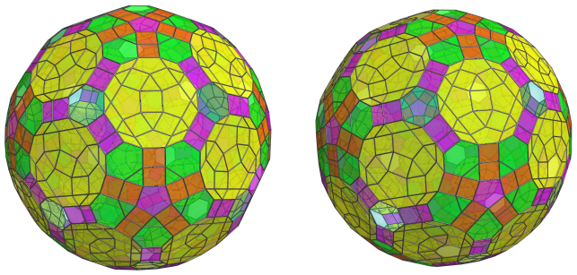 Orthogonal
projection of the runcitruncated 600-cell, showing 60 hexagonal prisms