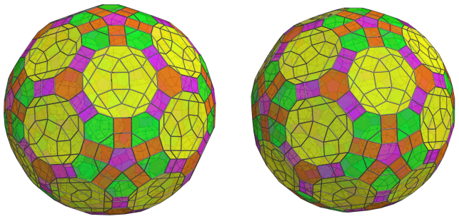 Orthogonal
projection of the runcitruncated 600-cell, showing 20 more hexagonal
prisms