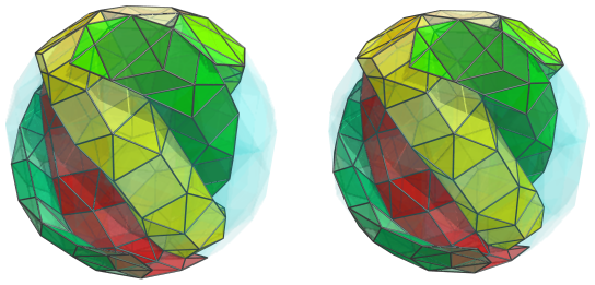 Parallel projection of
swirlprismatodiminished rectified 600-cell, showing 7th ring