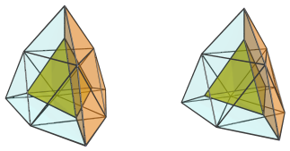 Tetrahedron-centered
parallel projection of the tetrahedral ursachoron, showing first J63